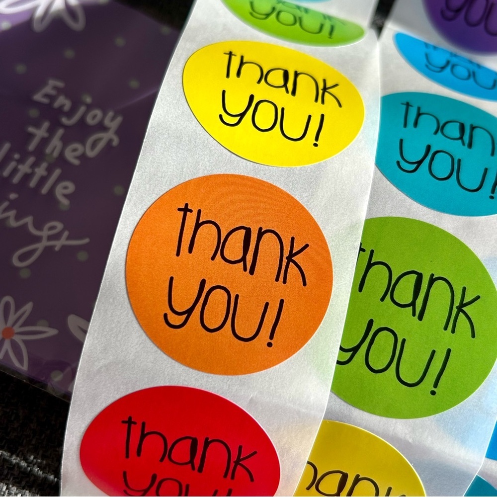 50 Count - Vibrant thank you! Stickers, Multi-Colored, Colorful, 1.5 inches - Picture 3 of 12